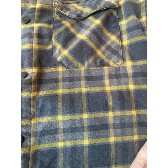 Magpul Industries Shirt Mens Large Gray Yellow Plaid Logger Flannel Snap Buttons - Picture 6 of 6